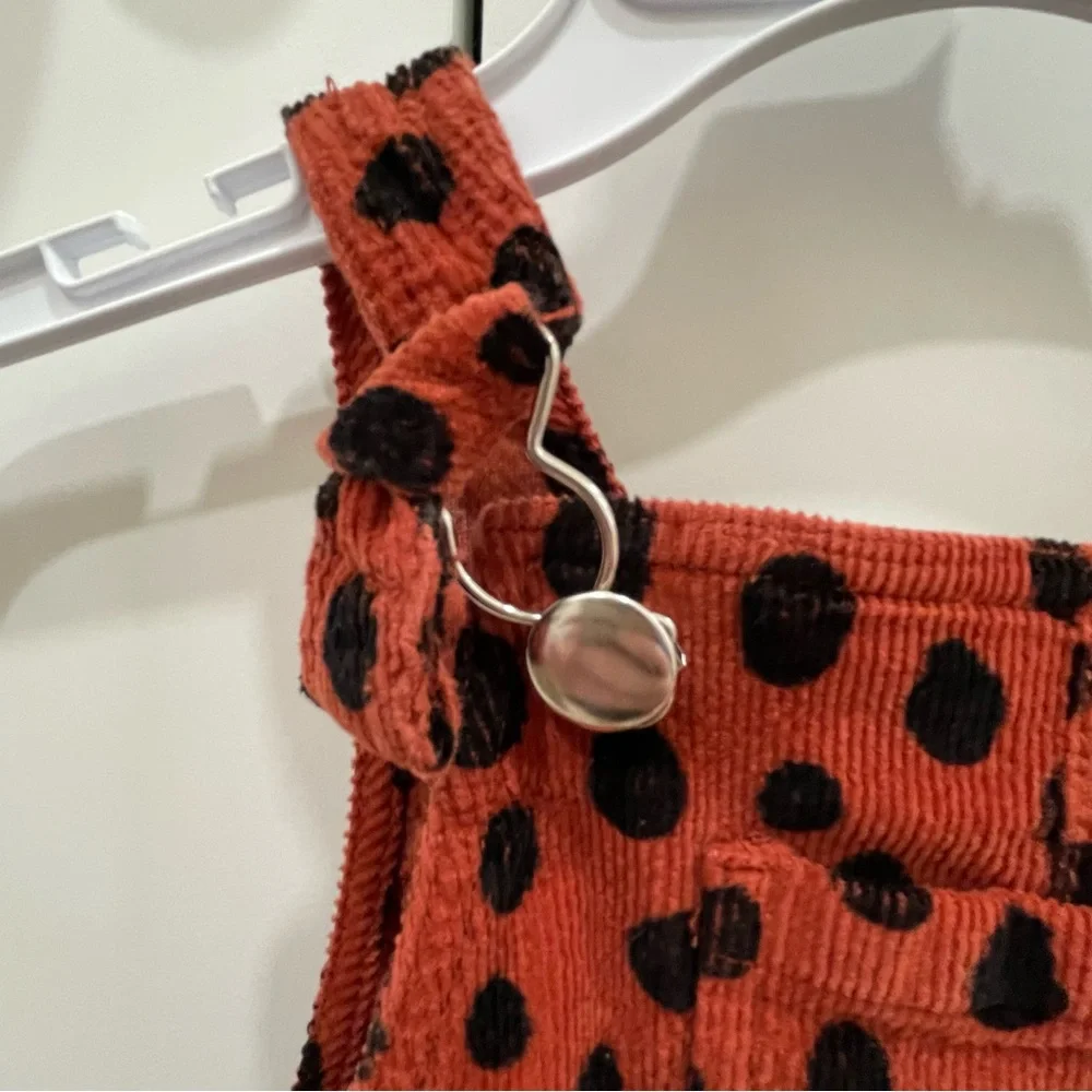 Hanna Anderson Corduroy Overalls. Animal print. Burnt Orange Size 12-18 Month - Picture 2 of 13